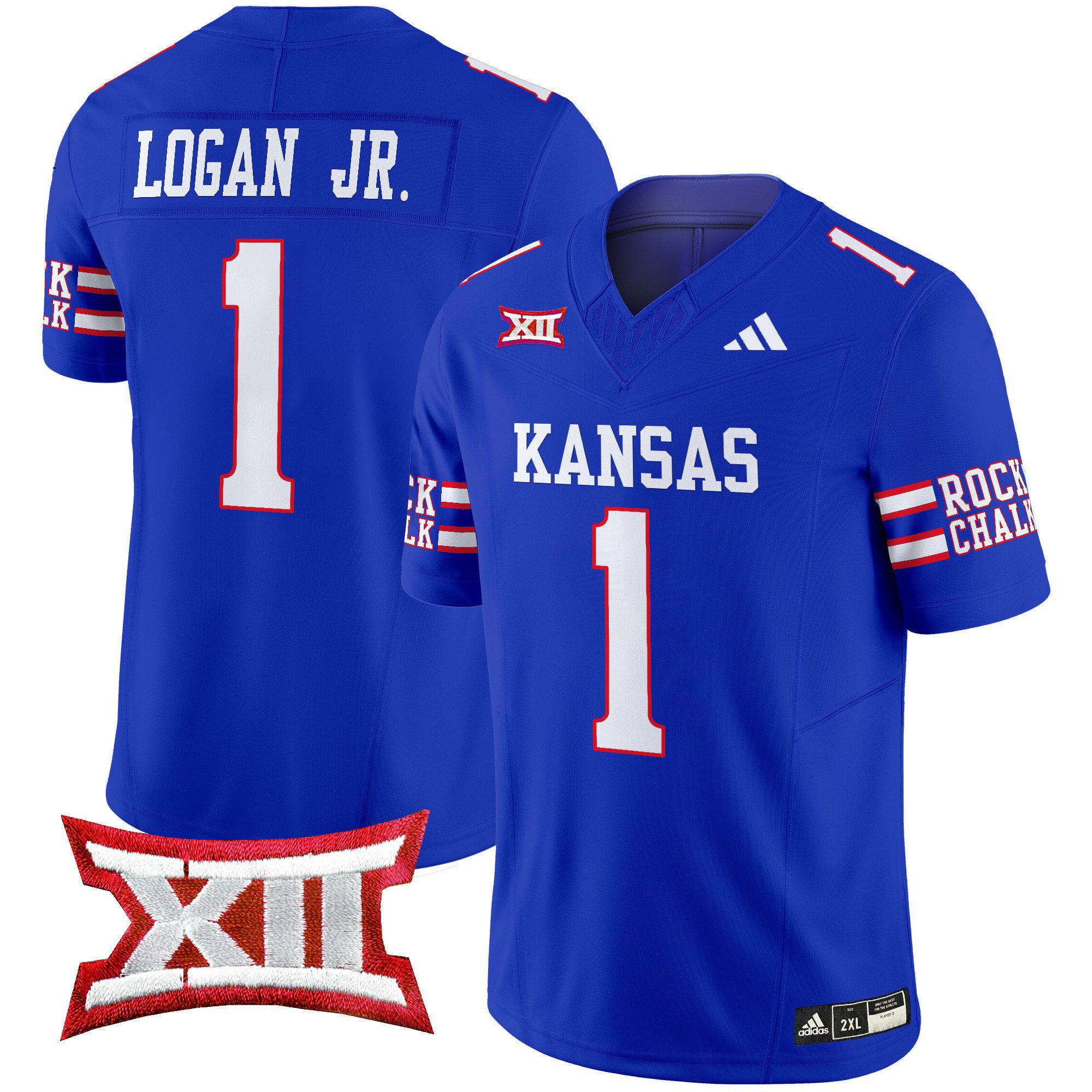 Men Kansas Jayhawks #1 Logan jr Blue 2024 Vapor Limited NCAA Jersey